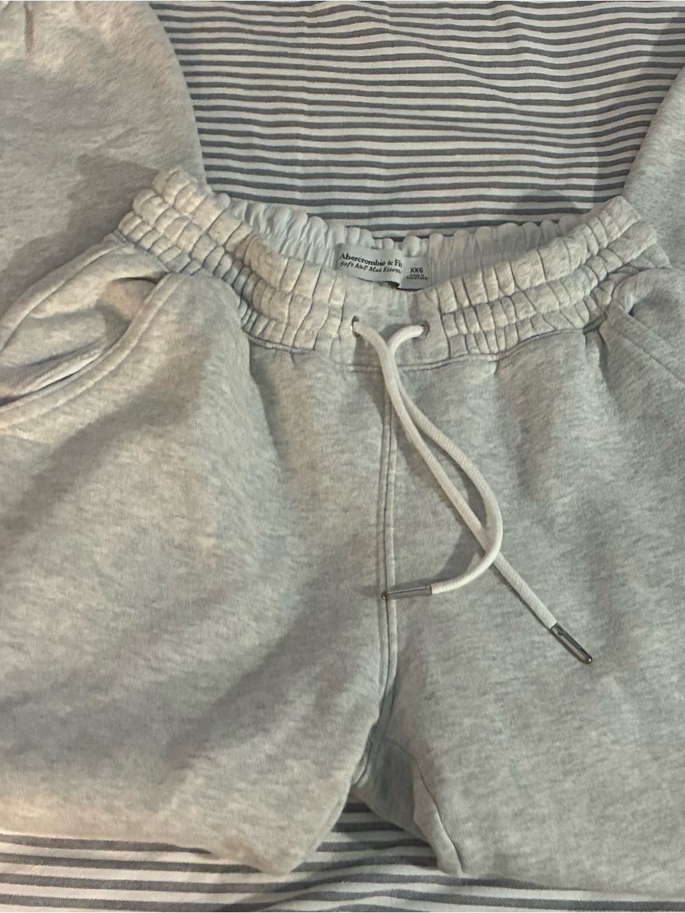 Abercrombie & Fitch Light Gray Kids Drawstring Sweat Shorts